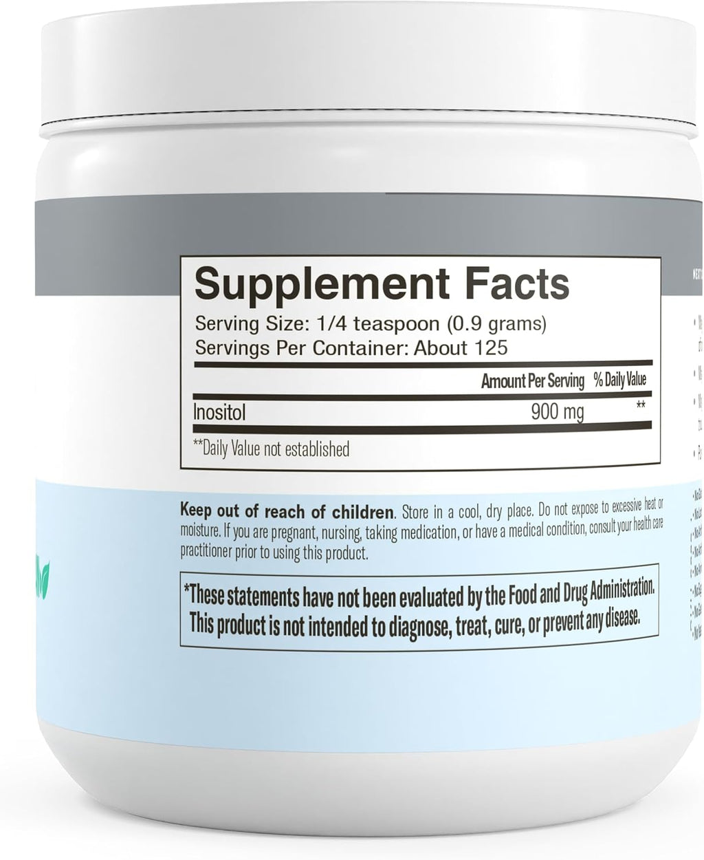 FREEDA Myo-Inositol Puro en Polvo – 900 mg por Ración, Sin Sabor, Vegano, Kosher (113 g)