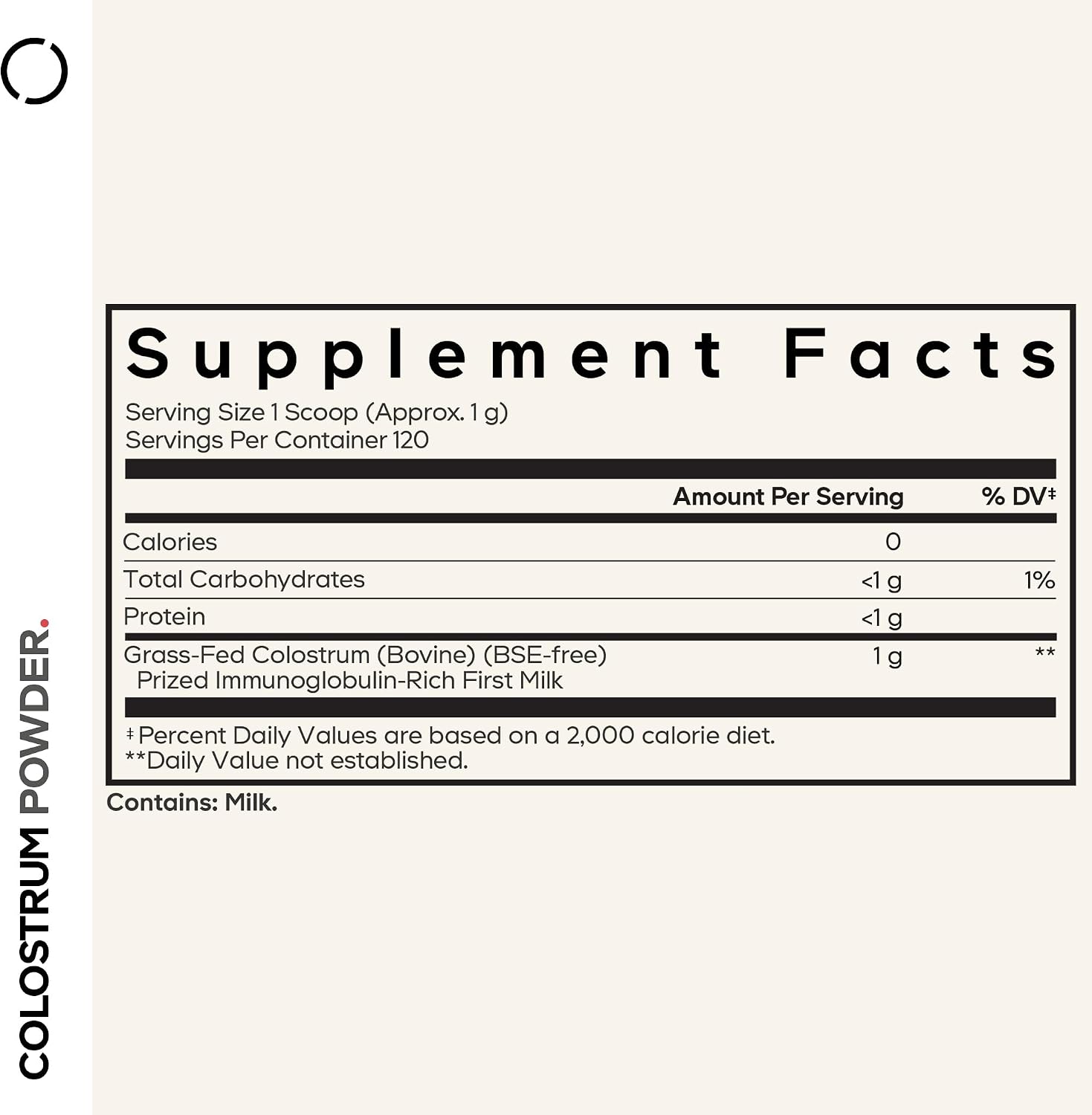 Codeage Calostro Bovino en Polvo, 1000 mg, Grass-Fed, Sin Sabor, 122 g (120 dosis)