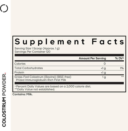 Codeage Calostro Bovino en Polvo, 1000 mg, Grass-Fed, Sin Sabor, 122 g (120 dosis) – Image 2