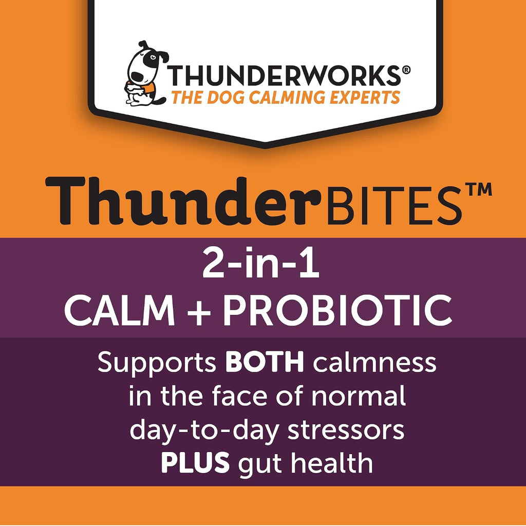 ThunderBites Calm + Probiotics para Perros - Masticables Suaves con Probióticos, Prebióticos y Postbióticos + Apoyo para el Estrés Diario, 90 unidades