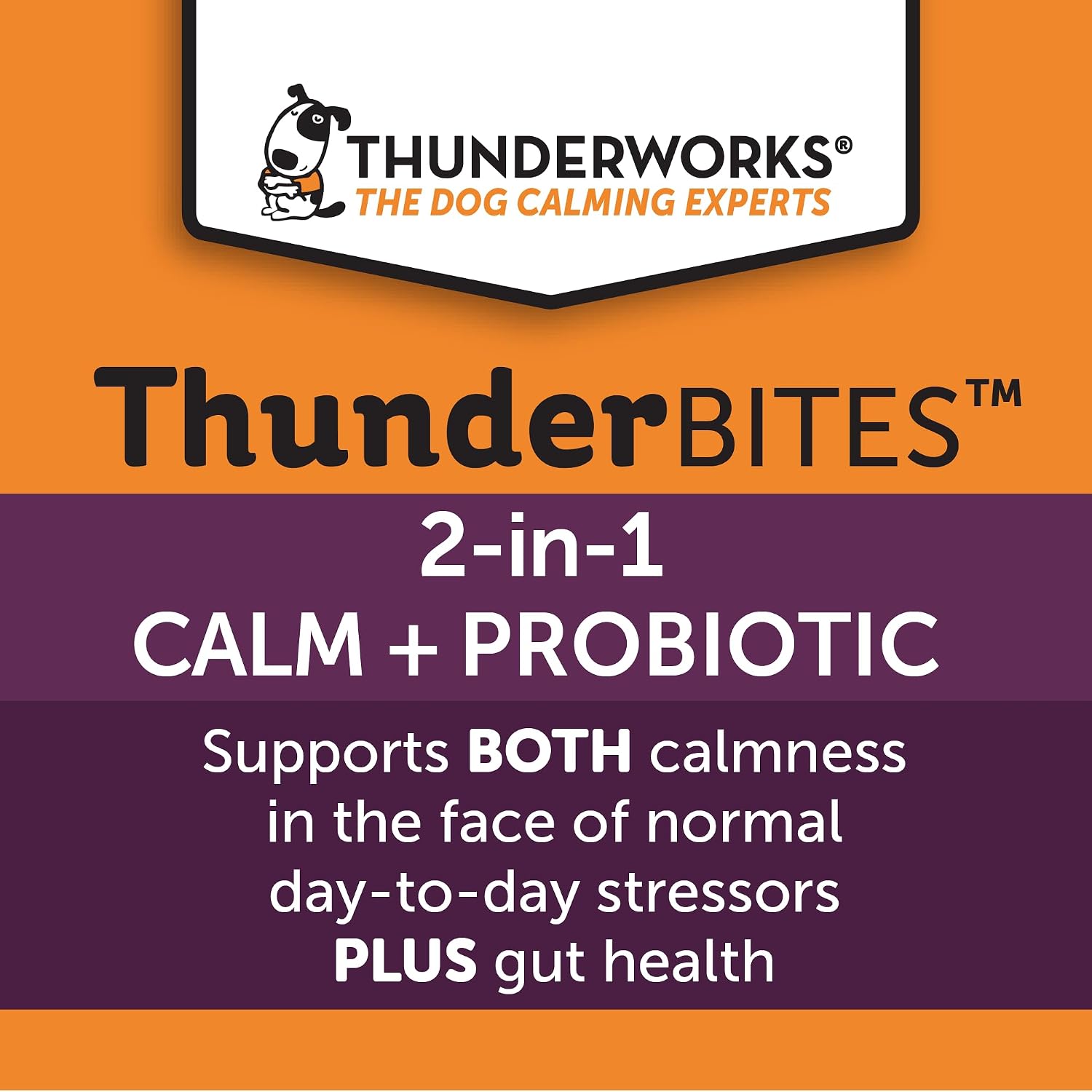 ThunderBites Calm + Probiotics para Perros - Masticables Suaves con Probióticos, Prebióticos y Postbióticos + Apoyo para el Estrés Diario, 90 unidades