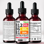 NUSAVA Complejo B Líquido con Vitamina B12, B6, B1, Niacina y Folato - Metilcobalamina 5000 mcg, Sabor Frambuesa, 80 Dosis
