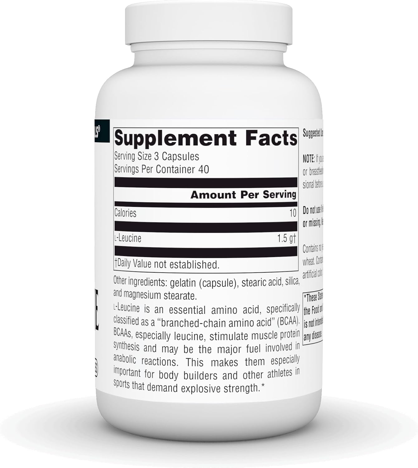 Source Naturals L-Leucine, Essential Amino Acid 500 mg - 120 Capsules