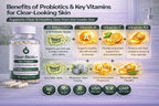 Clear-Biotic Acné Píldoras Probióticas con Vitaminas A, C, E, B2 - 60 Cápsulas