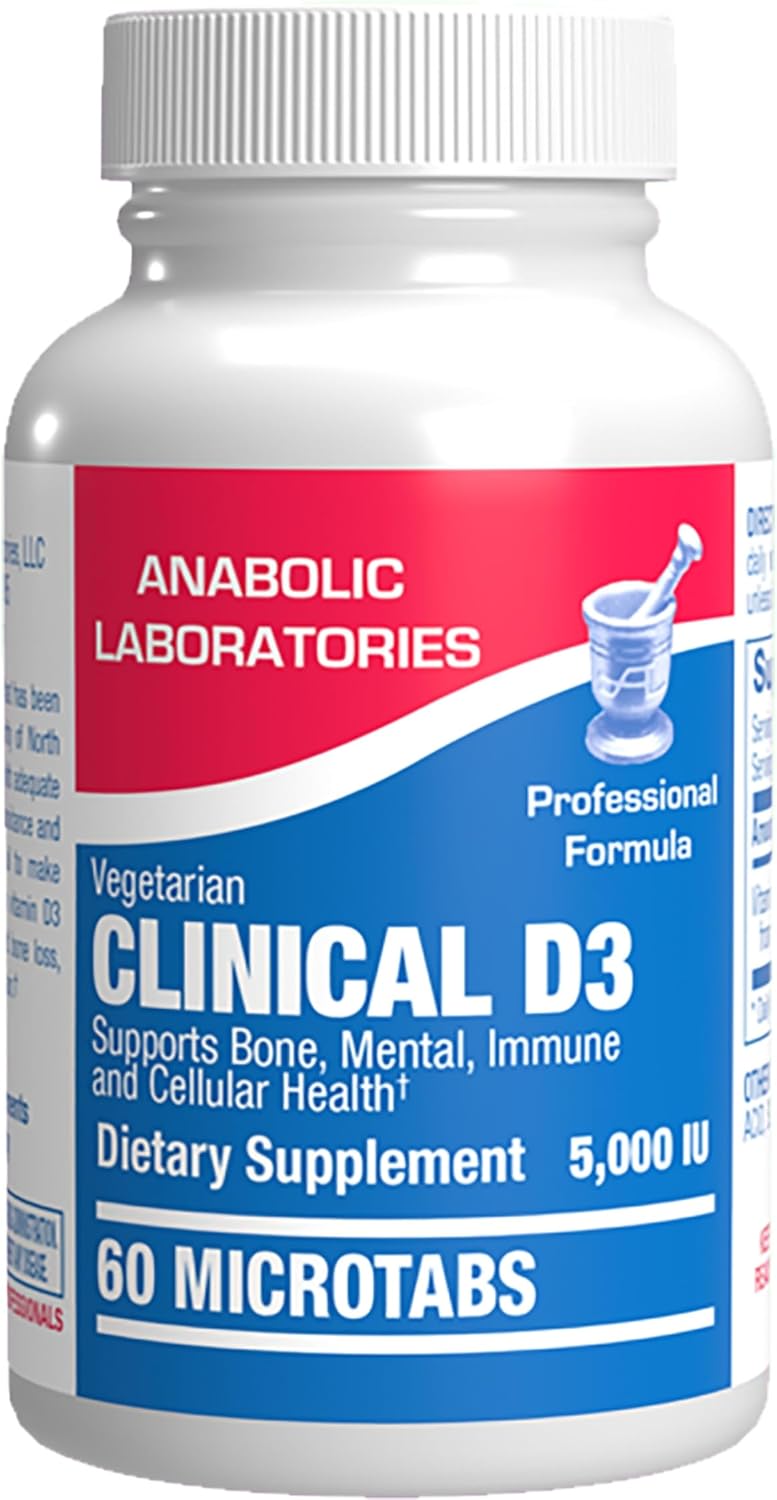 Anabolic Laboratories - Vitamina D3 5000 UI (125 mcg) - 60 Microcomprimidos Vegetarianos de Alta Absorción