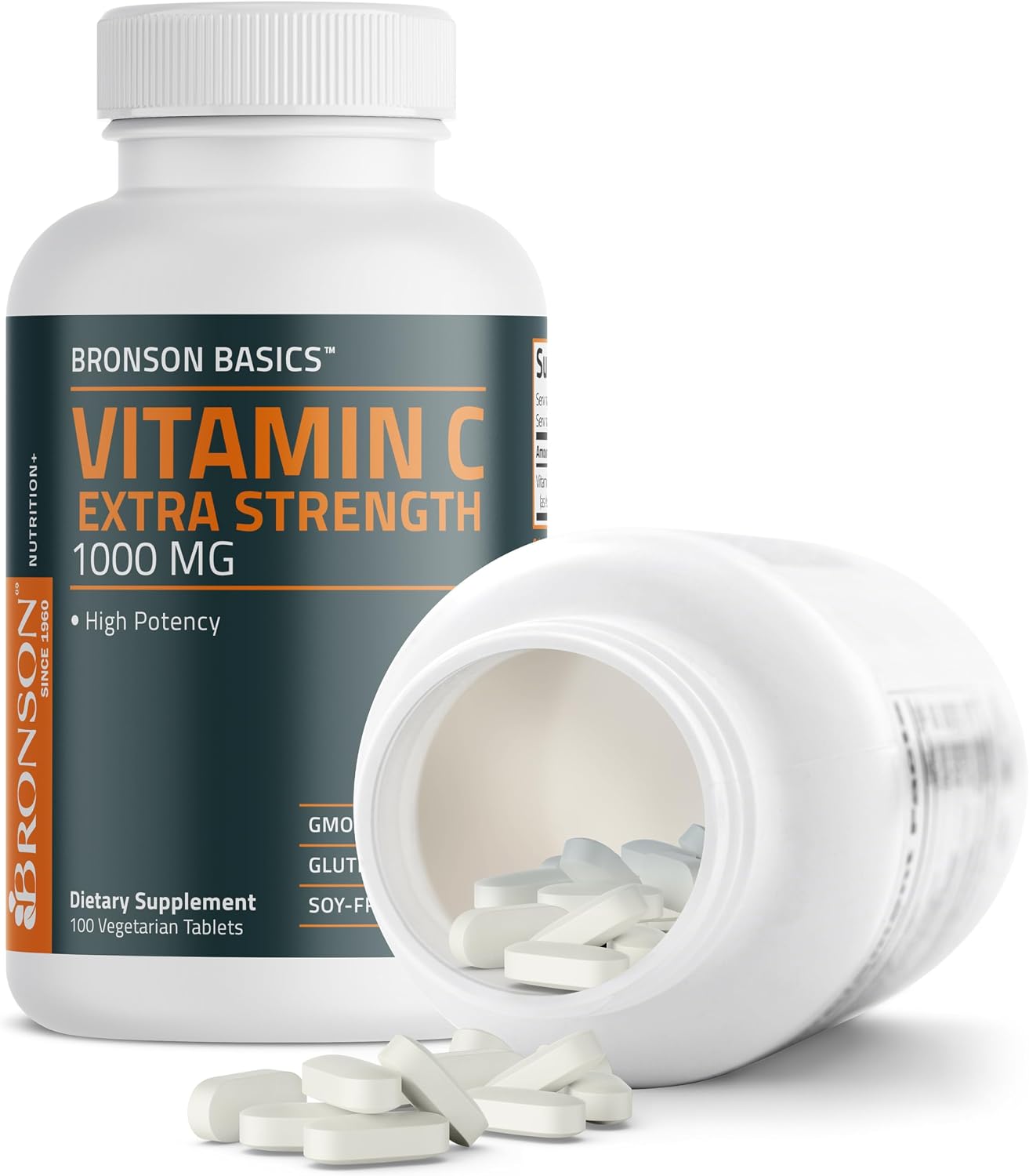Bronson Vitamina C 1000 mg Extra Strength - 100 Comprimidos Vegetarianos