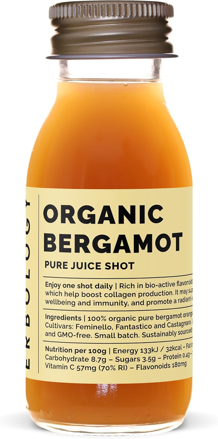 Zumos de Bergamota Orgánicos 100% - Pack de 12 Dosis Diarias (60ml) - Alto en Vitamina C - Sin Azúcar Añadido