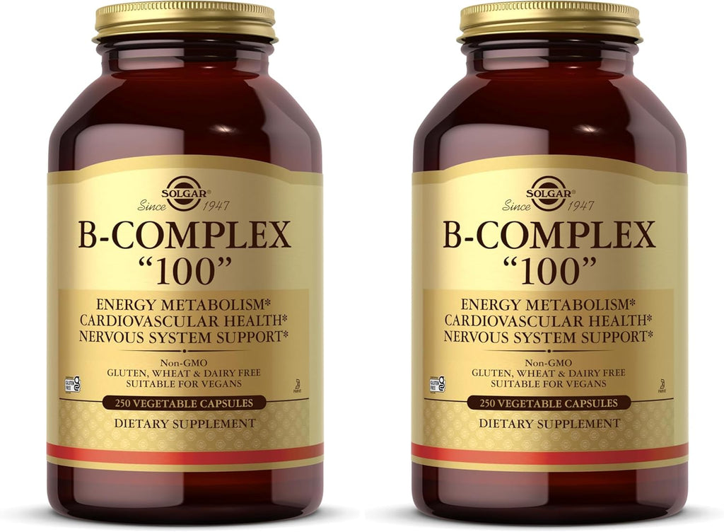 Solgar B-Complex '100' - 250 Cápsulas Vegetales - Complejo B para Energía y Sistema Nervioso