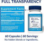 The Vitamin Shoppe Vitamina D3 2500 UI y K2 90 mcg con Calcio - 60 Cápsulas