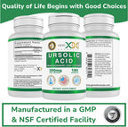 Genex Formulas Ácido Ursólico 300mg (180 Cápsulas) – Extracto de Romero, No-GMO, Sin Gluten, Vegetariano