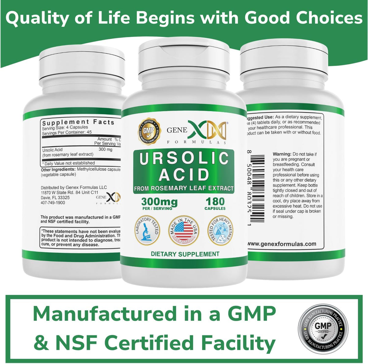 Genex Formulas Ácido Ursólico 300mg (180 – Extracto de romero como fuente natural – Image 8