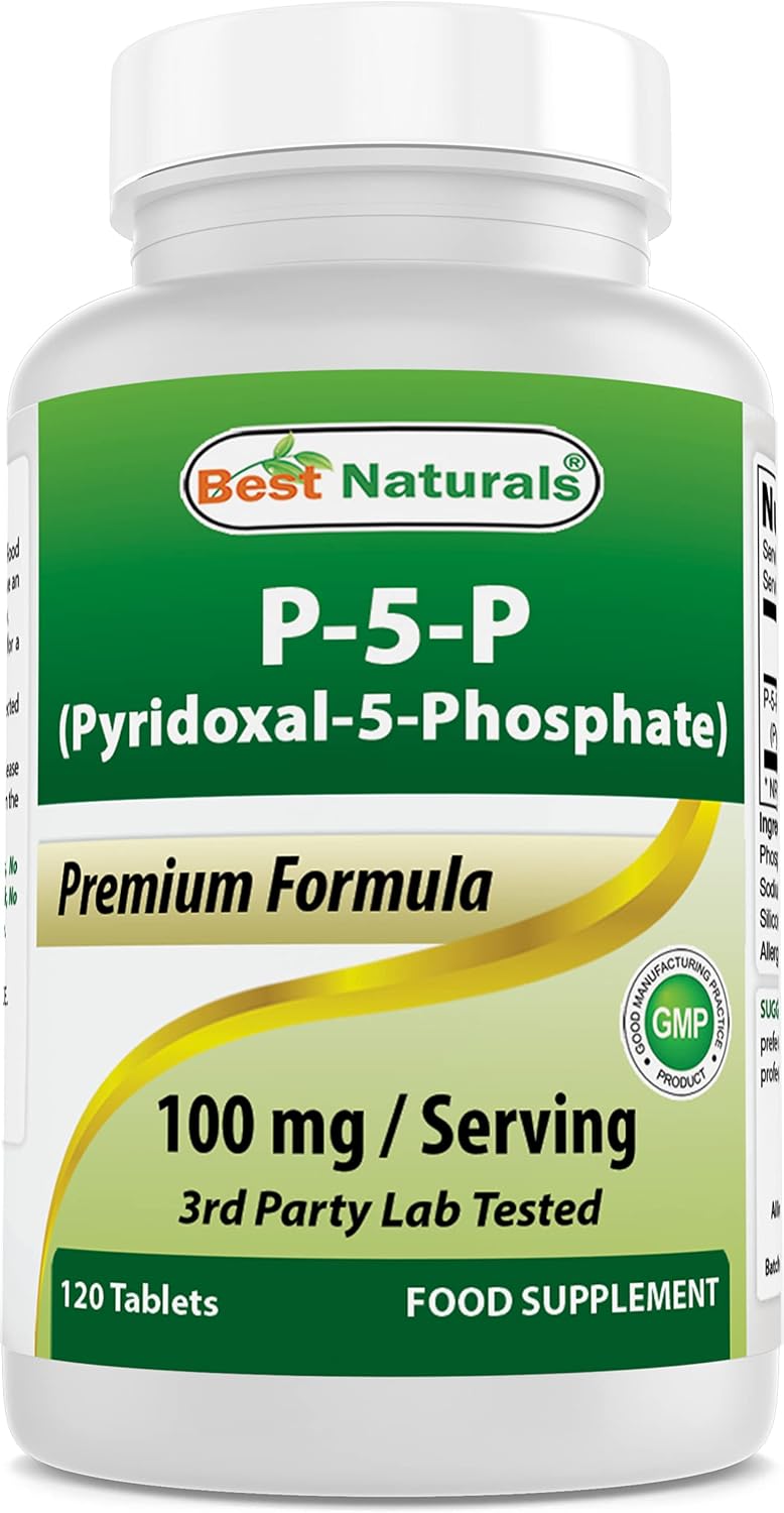 Best Naturals P5P Vitamina B6 (Piridoxal 5 Fosfato) 100 mg - 120 Comprimidos - Forma Activa de Vitamina B6