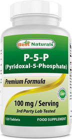 Best Naturals P5P Vitamina B6 (Piridoxal 5 Fosfato) 100 mg - 120 Comprimidos - Forma Activa de Vitamina B6
