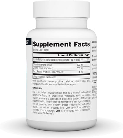 Source Naturals DIM, Diindolylmethane 200mg – Vitamina E: Presente como antioxidante liposoluble que contribuye a – Image 3