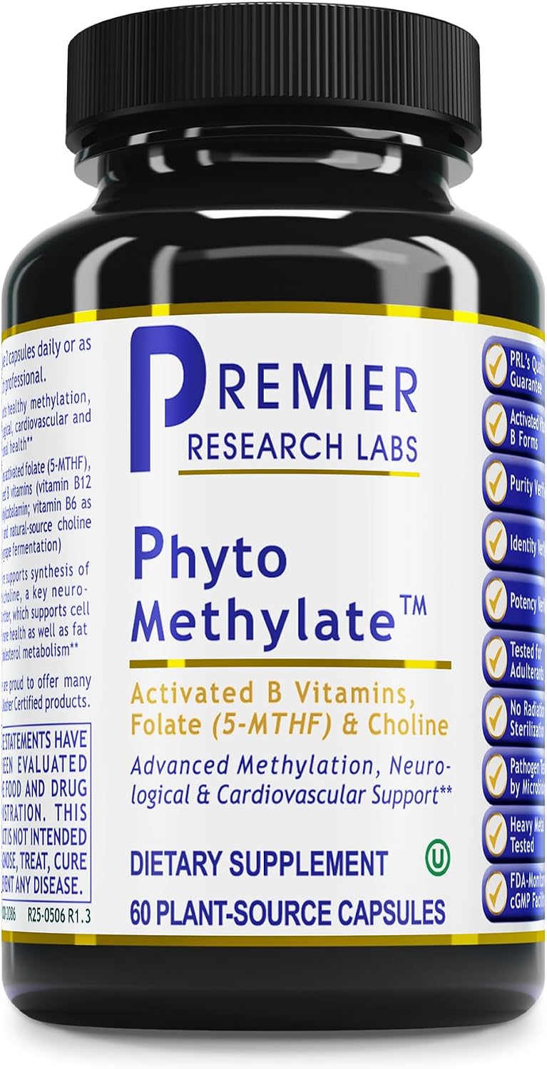 Premier Research Labs Phyto Methylate - B Vitamin Supplement - Supports Methylation, Detox, Brain & Heart Health - 5-MTHF & P5P - 60 Plant-Source Capsules