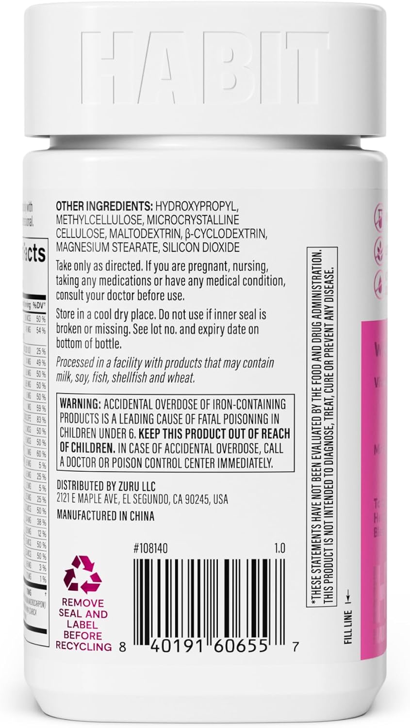 Habit Womens Multi Supplement (60 Cápsulas) - Multivitamínico para Mujeres con 23 Vitaminas y Minerales Esenciales