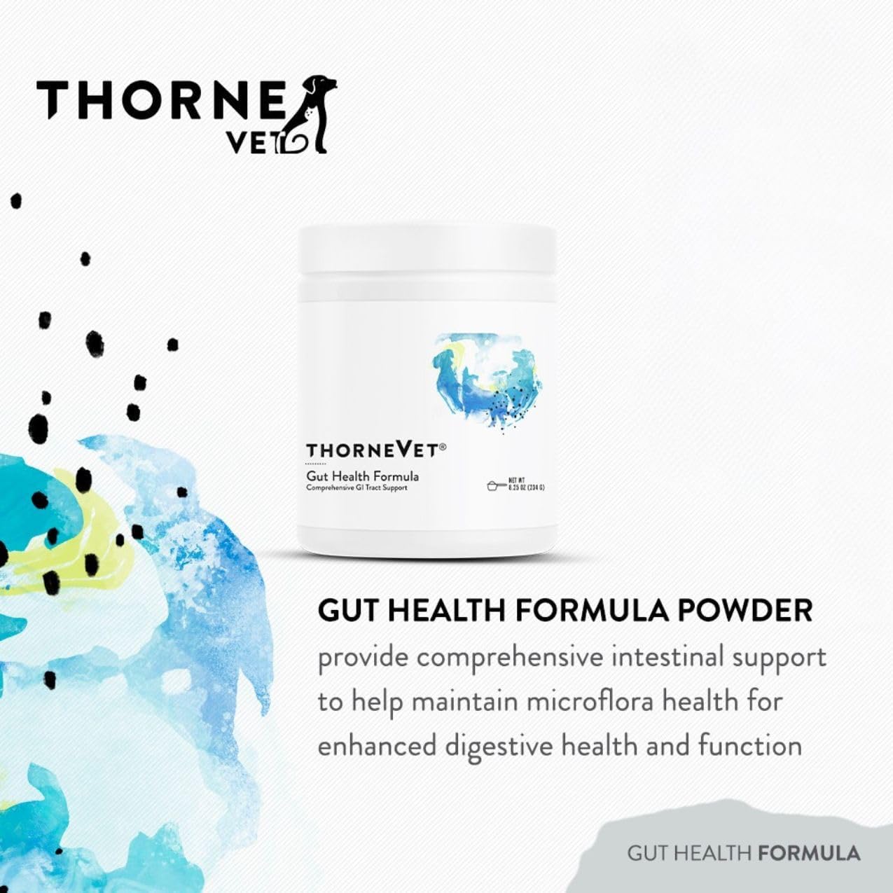 ThorneVET Gut Health Formula – Soporte Gastrointestinal para Perros, Gatos y Caballos, 180 Dosis