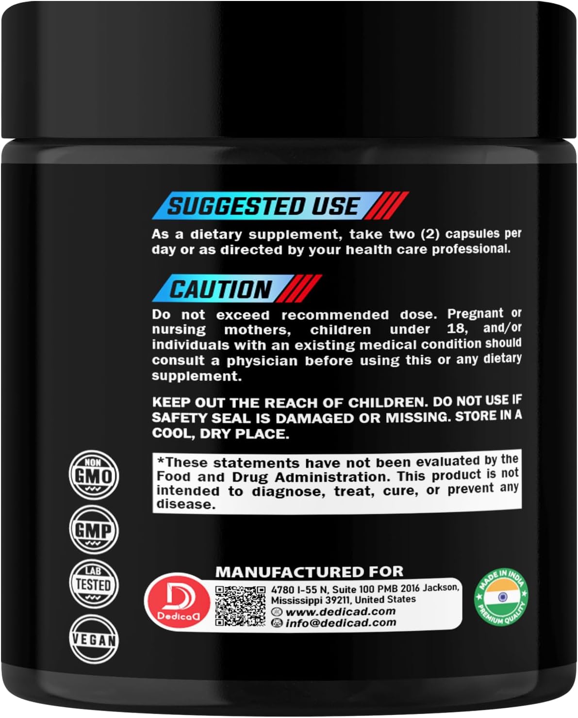 DEDICAD NAD+ Suplemento con Resveratrol, Quercetina, Berberina, Fisetina, TMG y Semilla de Uva - 60 Cápsulas