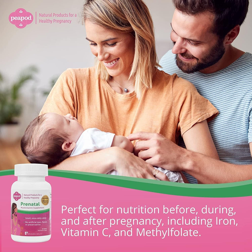 Fairhaven Health Peapod Prenatal Multivitamin - 1 al Día, Sabor Vainilla - 60 Comprimidos (2 Meses de Suministro)