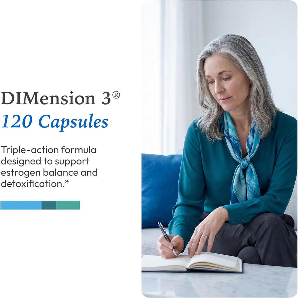 XYMOGEN Dimension 3 - Suplemento DIM para el equilibrio hormonal y el apoyo al metabolismo del estrógeno - con curcumina y BioPerine - 120 Cápsulas