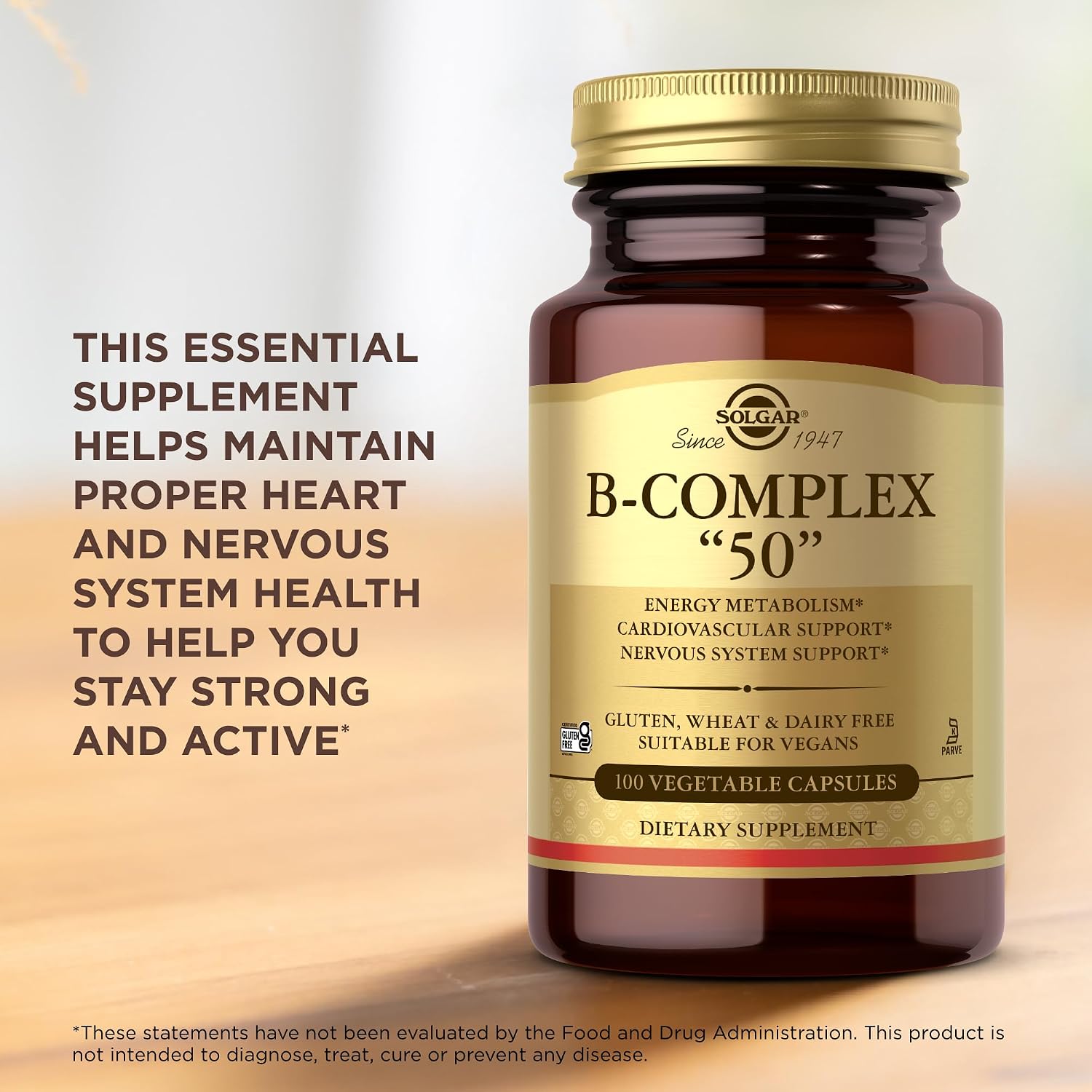 Solgar B-Complex "50" - 100 Vegetable Capsules (2-Pack)