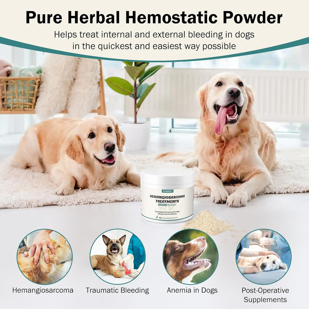Quick Stop Bleeding para Perros, Polvo Natural de Yunnan Sanqi para Hemangiosarcoma, Sangrado Interno y Moretones - 60g