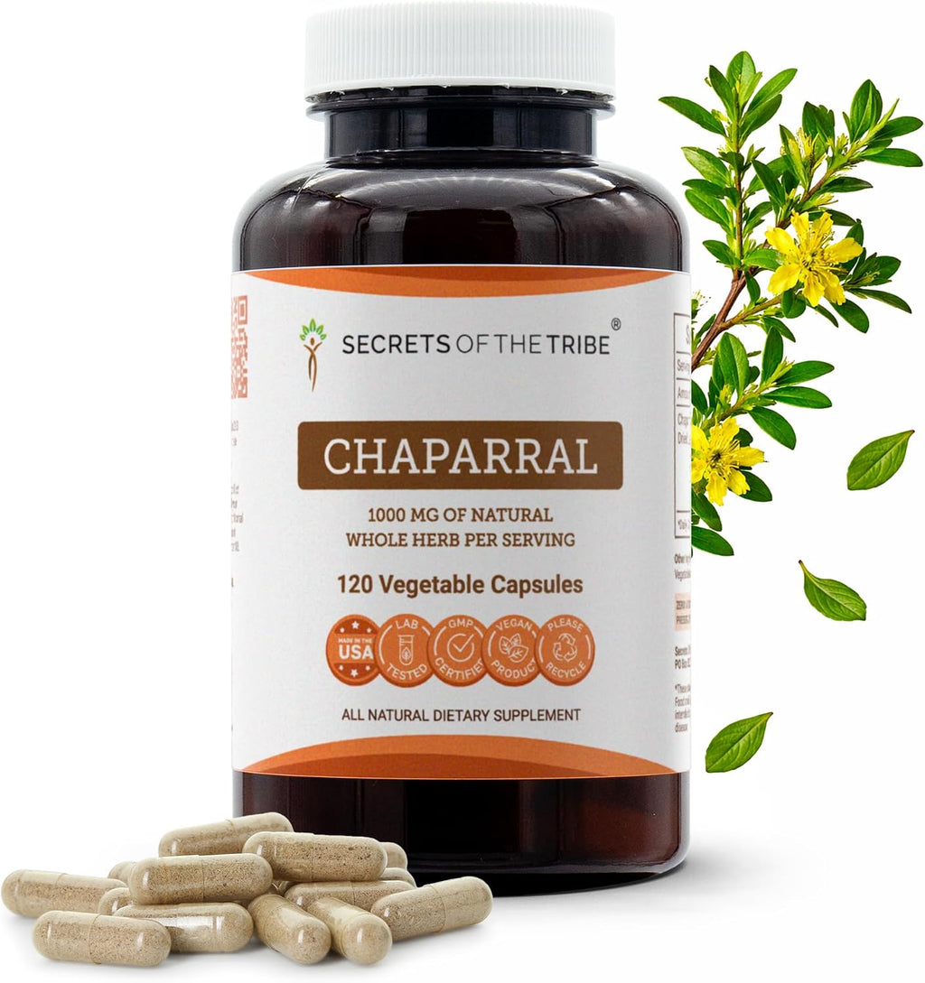 Secrets of the Tribe Chaparral 120 Cápsulas, 1000 mg, Chaparral (Larrea tridentata) Hoja y Flor Seca