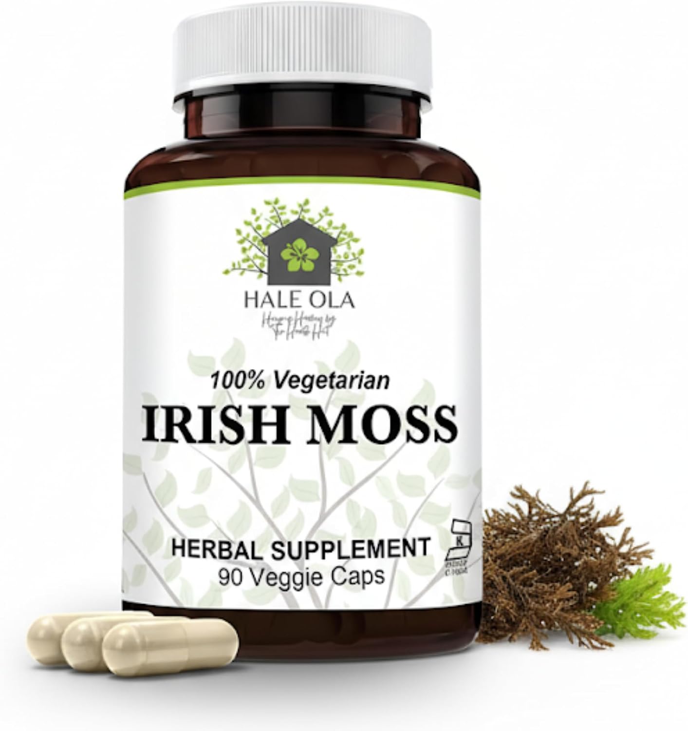 Cápsulas de Musgo Marino (Irish Sea Moss) - 450mg por dosis - Suplemento Vegano - Hale Ola