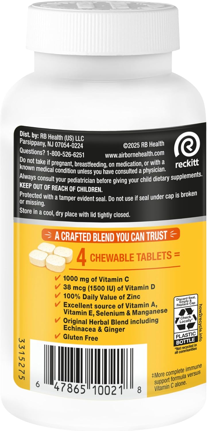 Airborne Citrus Chewable Tablets, 200 comprimidos masticables