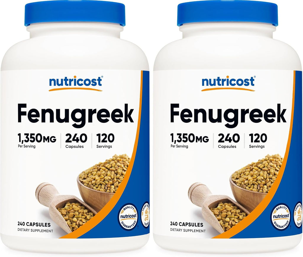 Fenogreco en Cápsulas 1350 mg, 240 Cápsulas (3 Frascos) - Sin Gluten, Sin OGM
