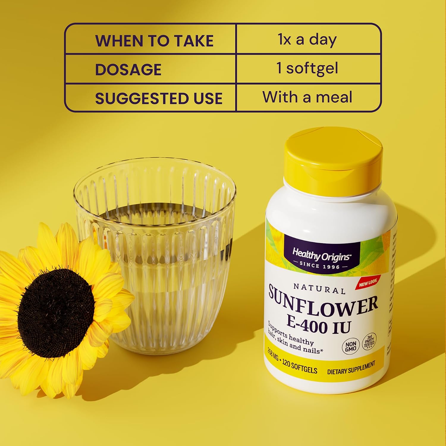 Healthy Origins Vitamina E 400 UI de Girasol - 120 Cápsulas Blandas