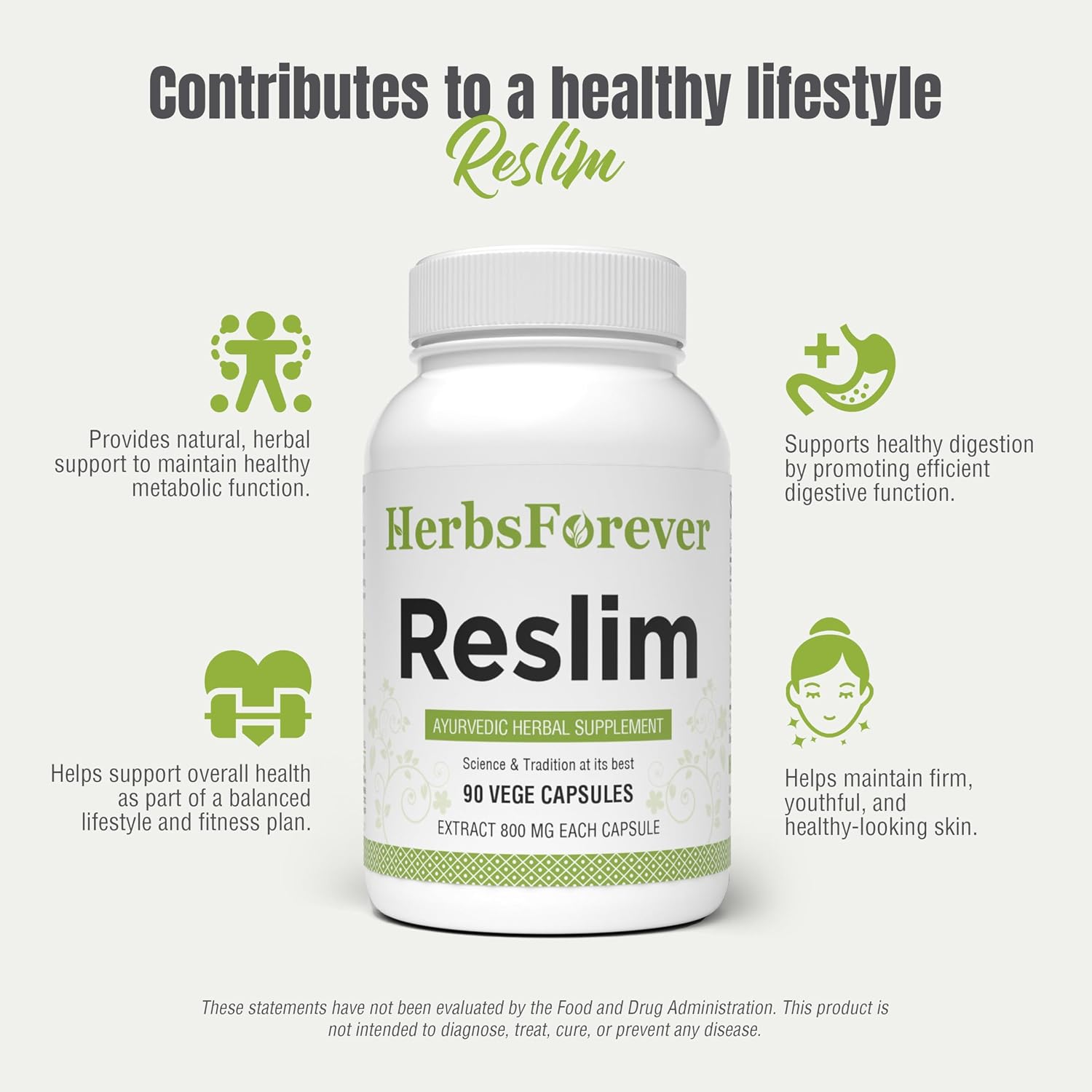 Herbsforever Reslim Cápsulas - Suplemento Herbal Ayurvédico para Equilibrar Kapha Dosha - 90 Cápsulas Vegetales de 800 mg