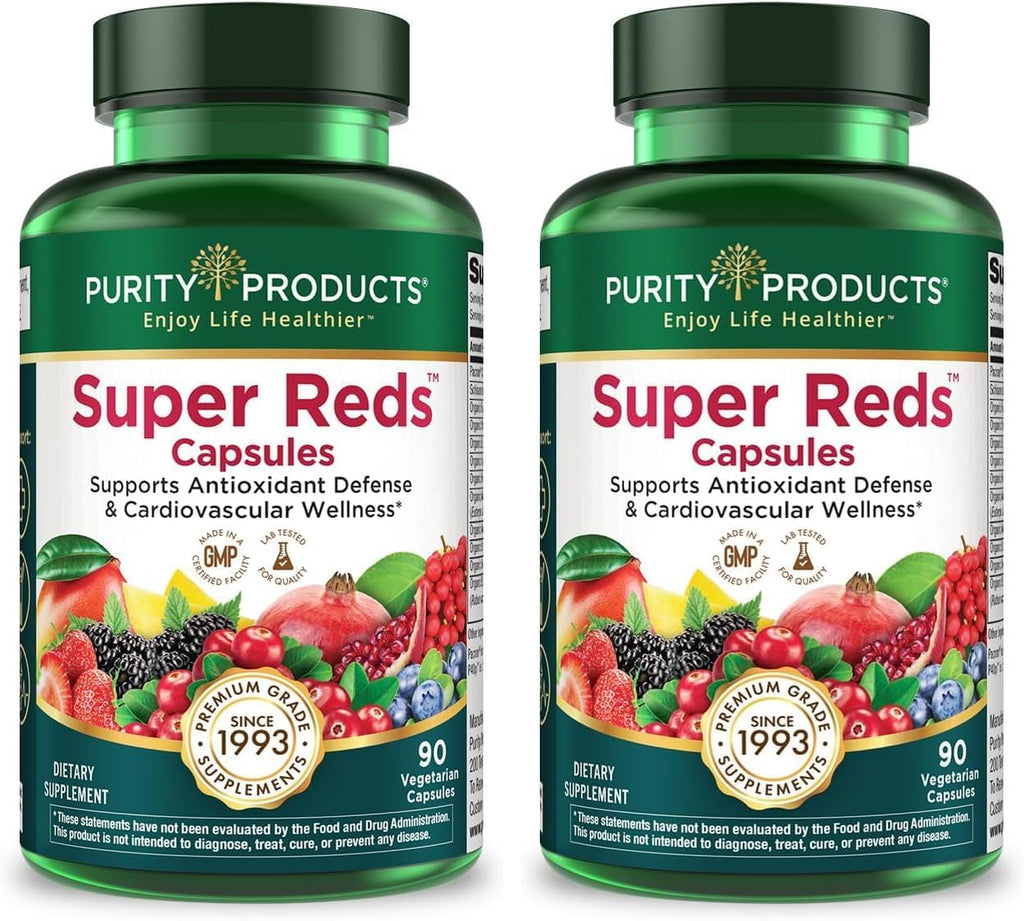 Purity Products Super Reds Cápsulas - Fórmula con 20+ Superfrutas y Bayas Orgánicas, 90 Cápsulas