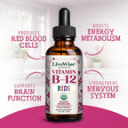 Live Wise Naturals Gotas de Vitamina B12 para Niños - 5mcg por 2 gotas - Vegano, Sin Gluten, No GMO