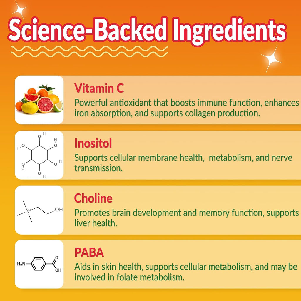 Super Vitamin B Complex Gummies - Complejo B Metilado con Vitamina C, Colina, Inositol y PABA - 60 Gominolas Veganas