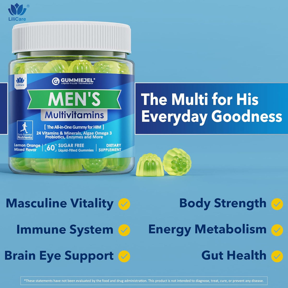 LILICARE Multivitamínico para Hombres en – Probióticos y enzimas: 80 mil millones de UFC de 7 cepas probióticas + – Image 5