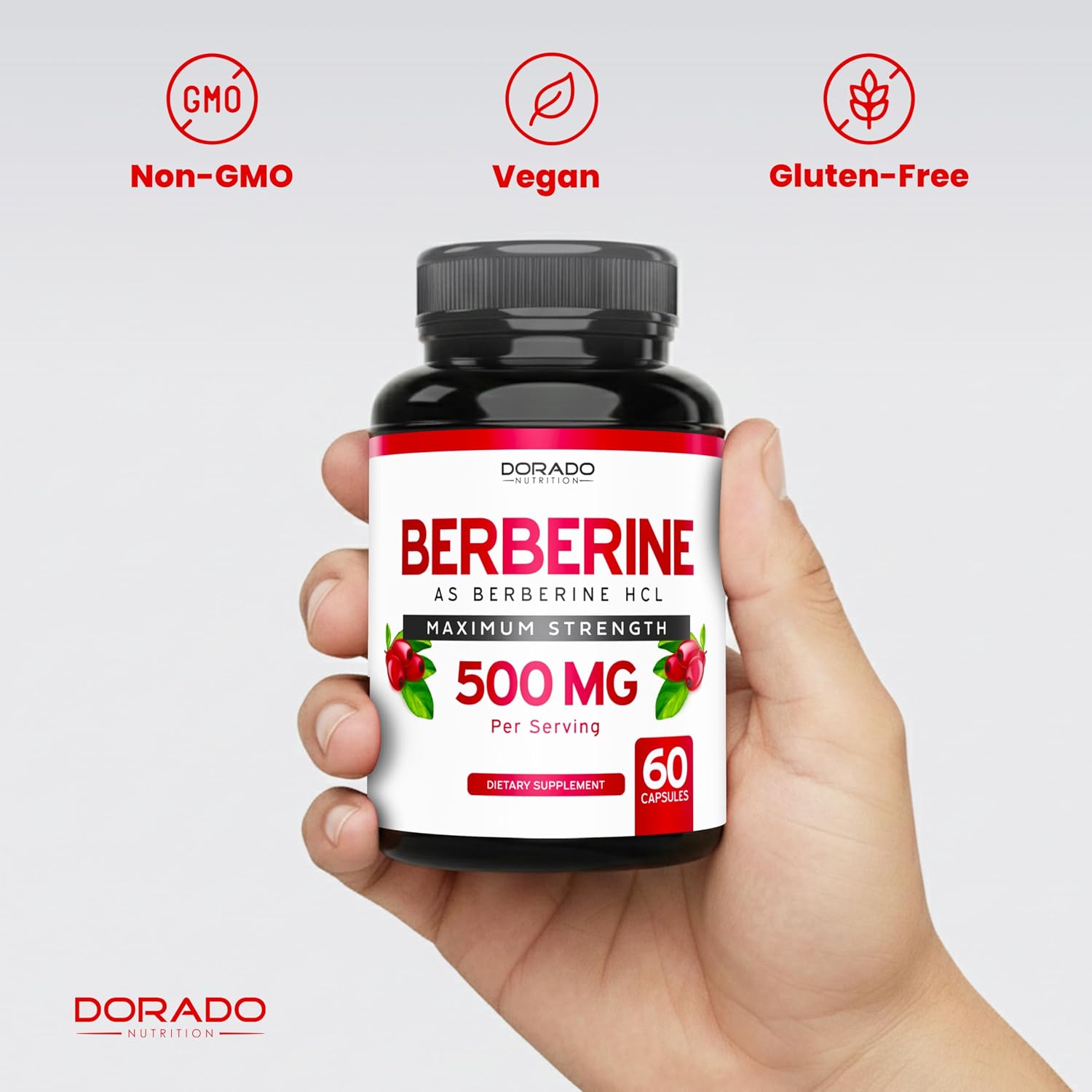 Suplemento de Berberina 500mg por Dosis (60 Cápsulas) - Berberina HCL para la Salud Digestiva