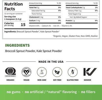 Sprout Living Mezcla de Brotes de Brócoli y Col Rizada Orgánicos Liofilizados - 113g (32 raciones) – Image 3