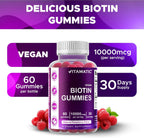 Vitamatic Biotina Gomitas 10.000 mcg - 3 Envases de 60 Gomitas Veganas