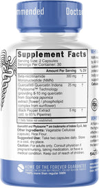 Nutri NMN Suplemento 300mg con Quercetina Phytosome y Pimienta Negra - 120 Cápsulas (2 Paquetes)