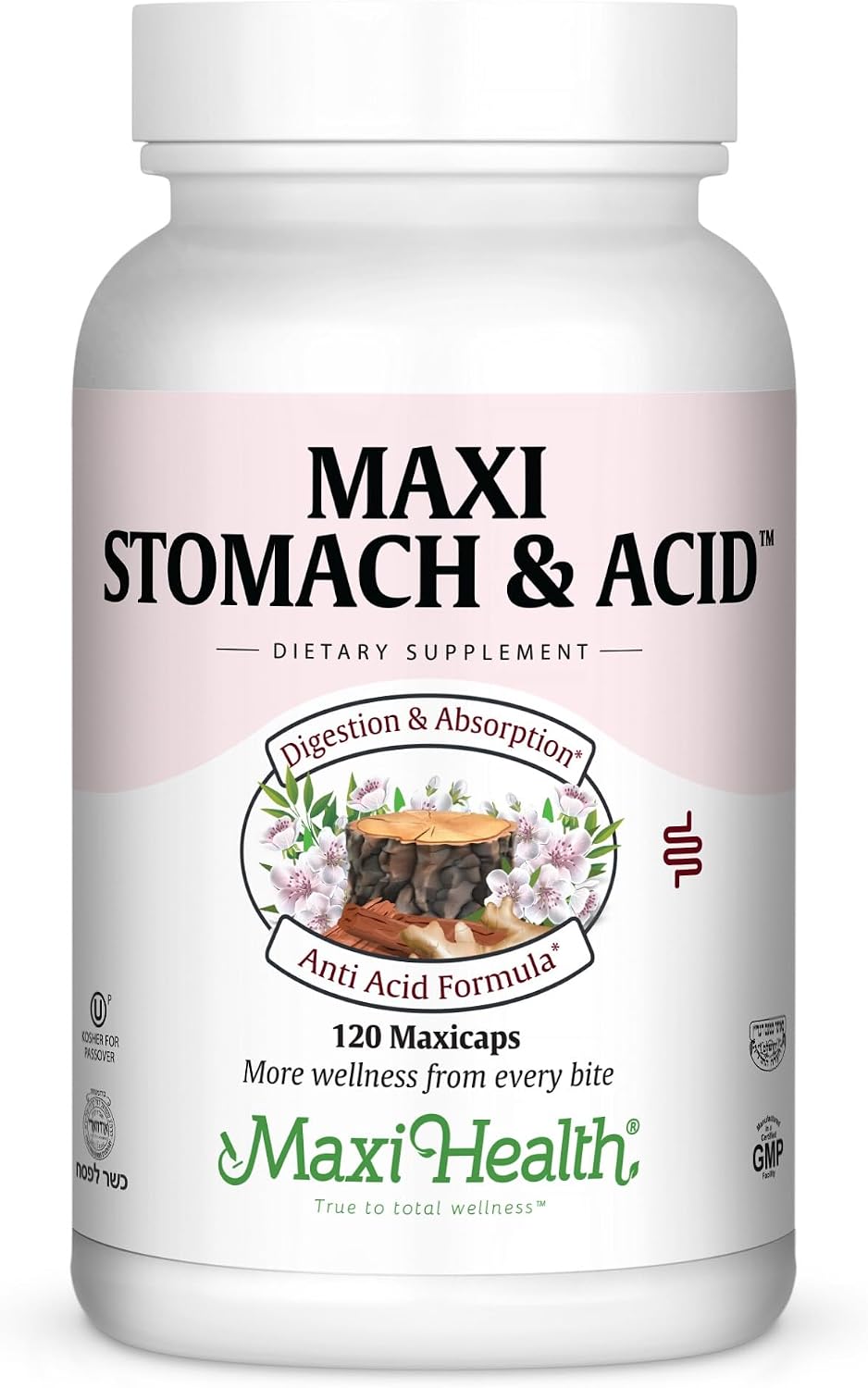 Maxi Health Stomach Soothe – Fórmula Digestiva con Olmo Resbaladizo, 120 Cápsulas