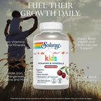 SOLARAY Vitaminas y Minerales para Niños – Multivitamínico Infantil con 20 Nutrientes, Sabor a Cereza Negra, 120 Comprimidos Masticables