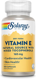 SOLARAY Dry Vitamin E 200 IU with Mixed Tocopherols, 100 Capsules