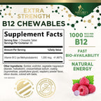 Vitamina B12 1000 mcg Metilcobalamina Comprimidos Masticables - Nature's Nutrition
