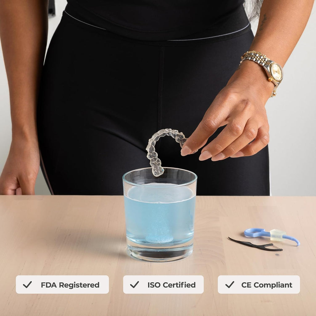PUL Retainer Cleaner Tablets - Pastillas limpiadoras para retenedores y alineadores - Suministro para 96 días