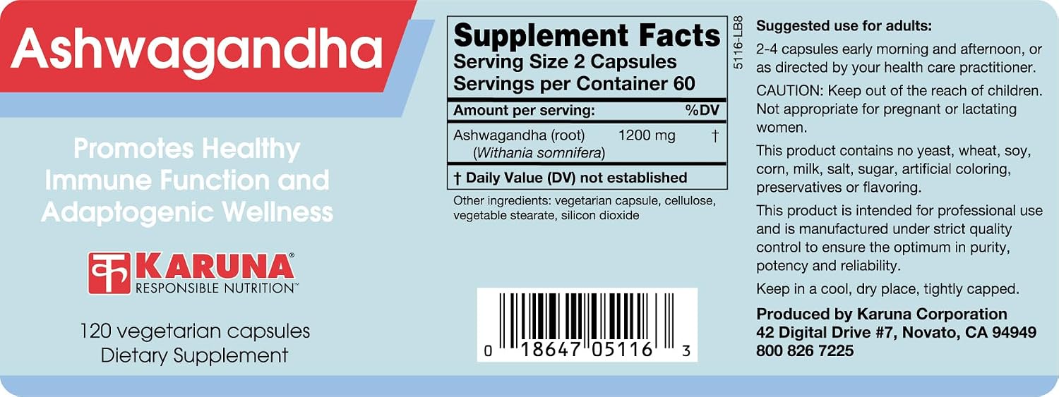 Raíz de Ashwagandha – Karuna – 120 cápsulas