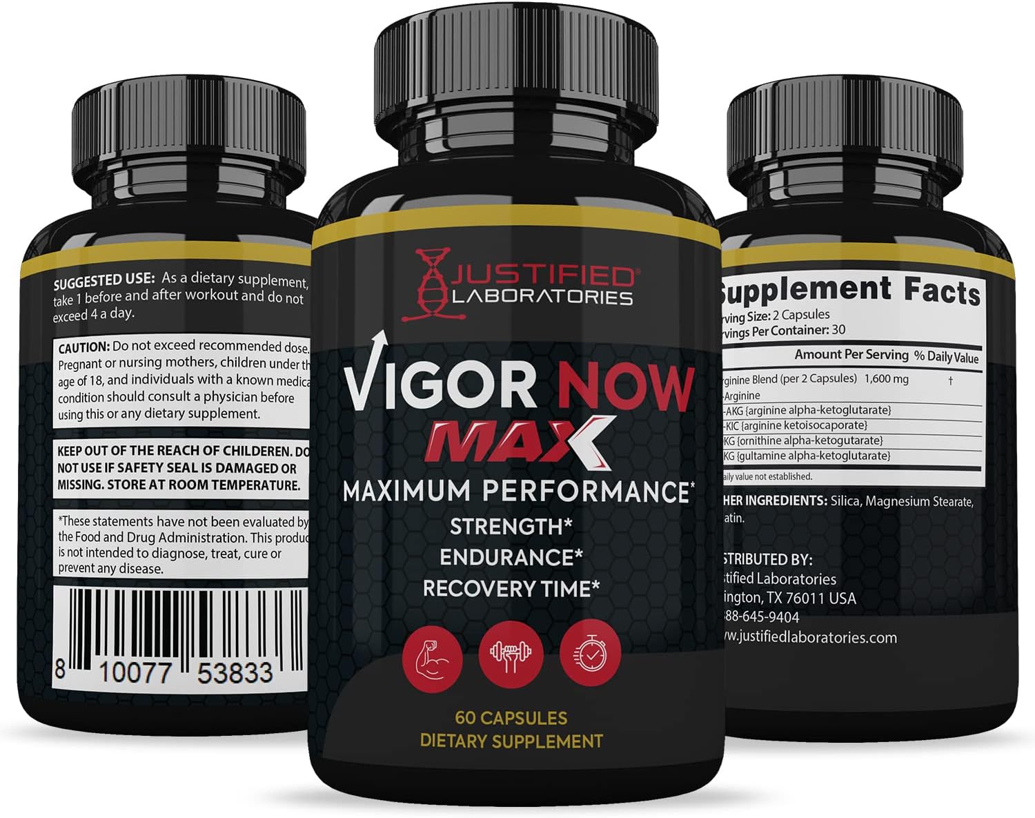 Vigor Now Max 1600MG - Fórmula Avanzada para la Salud Masculina (Pack de 5, 300 Cápsulas)
