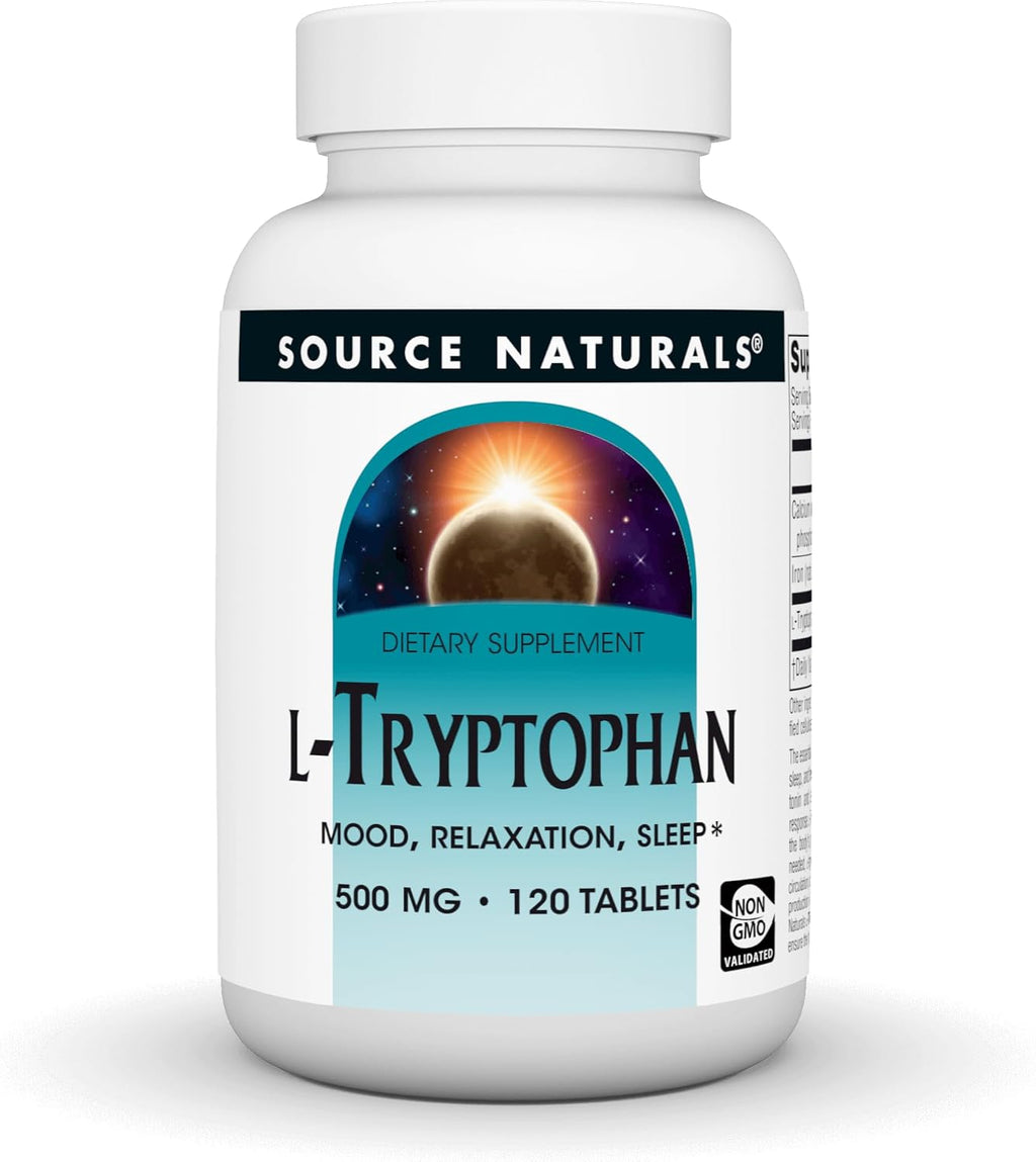 Source Naturals L-Triptófano, para el estado de ánimo, la relajación y el sueño, 500 mg - 120 comprimidos
