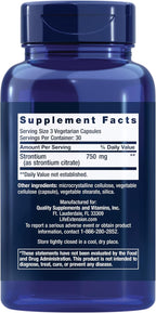 Life Extension Cápsulas de Estroncio, Mineral Traza para el Soporte Óseo Avanzado, Sin Gluten, No GMO, Vegetariano, 90 Cápsulas