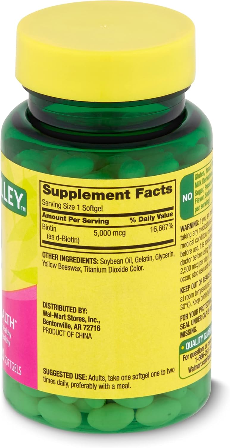 Spring Valley - Biotin 5000 mcg, Super Potency, 120 Softgels